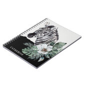 Carnet Aquarelle Floral Wild Zebra Nom personnalisé (Côté gauche)