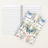 Carnet Aquarelle florale Bleu et Papillon rose (À l'intérieur)