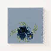 Carnet Aquarelle Florale bleu foncé Esquisse de script mo (Dos)