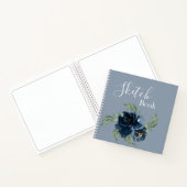 Carnet Aquarelle Florale bleu foncé Esquisse de script mo (Intérieur)