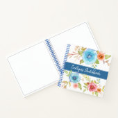 Carnet Aquarelle florale bleu sketchbook nom chic (Intérieur)