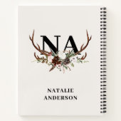 Carnet Aquarelle florale bois de cerf chute rustique (Dos)