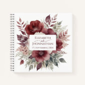Carnet Aquarelle florale bourguignonne moderne Mariage bl (Devant)