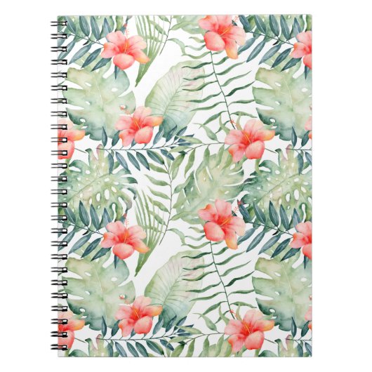 Carnet Aquarelle florale de ketmie tropicale de feuille (Devant)