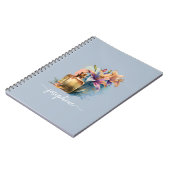 Carnet Aquarelle florale féminine unique Lys bleu (Côté gauche)