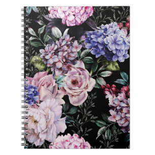 Carnet Aquarelle florale foncée Design sans joint