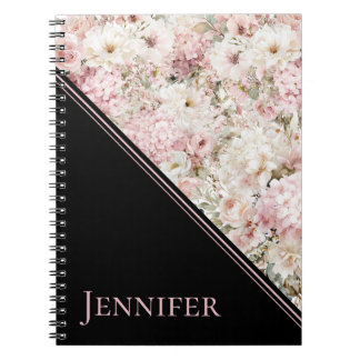 Carnet Aquarelle Florale & Géométrique Noir sur mesure Ch