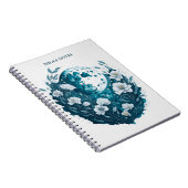 Carnet Aquarelle florale lune céleste personnalisée (Côté Droit)