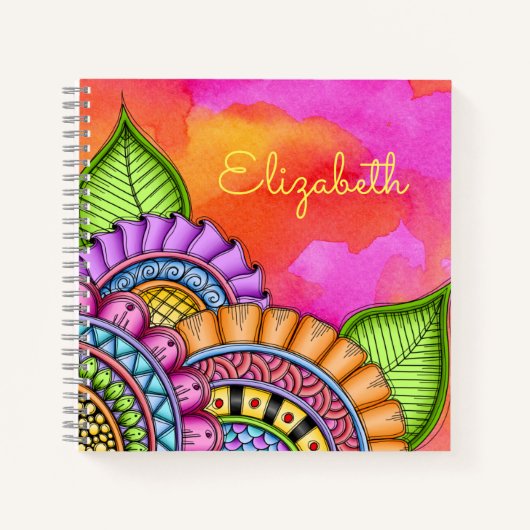 Carnet Aquarelle florale moderne couleur Whimsical (Devant)