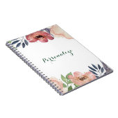 Carnet Aquarelle Florale moderne Elégant Chic Personnalis (Côté Droit)