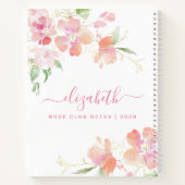Carnet Aquarelle florale Monogramme de corail rose person (Dos)