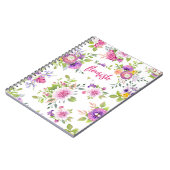 Carnet Aquarelle florale rose-rose-pourpre (Côté gauche)