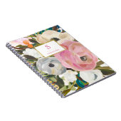 Carnet Aquarelle florale sensible avec le monogramme (Côté Droit)