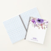 Carnet Aquarelle Florale violet Nom personnalisé Monogram (Intérieur)