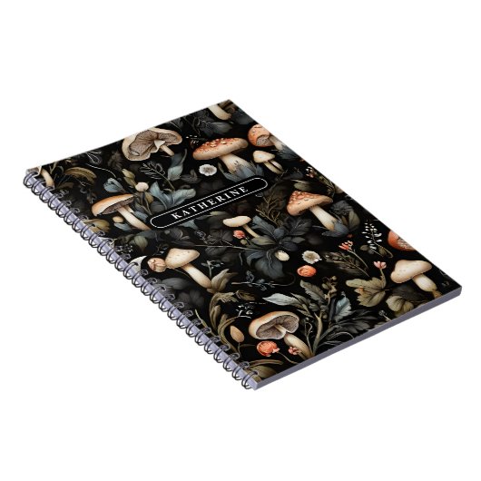 Carnet Aquarelle Forêt Verdure Champignons Automne (Côté Droit)