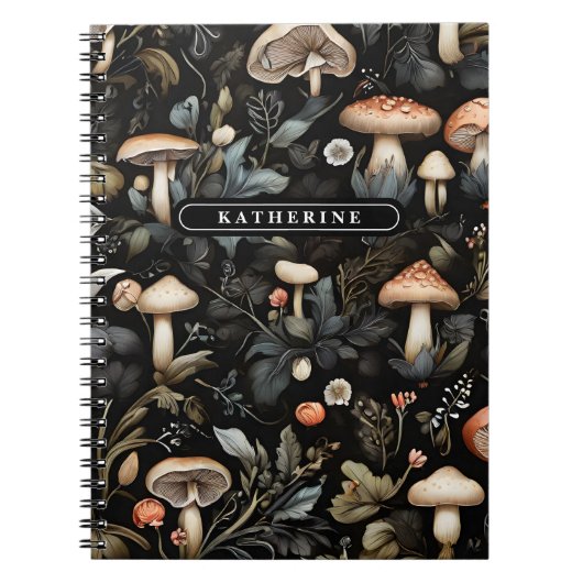 Carnet Aquarelle Forêt Verdure Champignons Automne (Devant)