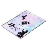 Carnet Aquarelle Galaxy Chat et filles Monogramme (Côté gauche)
