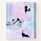 Carnet Aquarelle Galaxy Chat et filles Monogramme Noteboo (Dos)