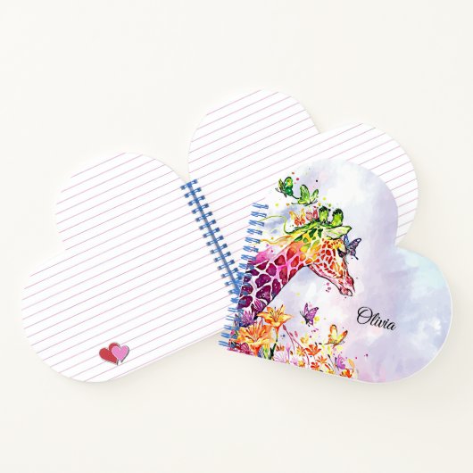 Carnet Aquarelle Giraffe et papillons (Intérieur)