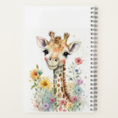 Carnet Aquarelle Giraffe mignonne aux fleurs (Verso)