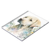 Carnet Aquarelle Golden Labrador Retriever et Fleurs (Côté gauche)
