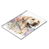 Carnet Aquarelle Golden Labrador Retriever et Fleurs (Côté gauche)