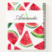 Carnet Aquarelle Green Watermelon Slices Script Monogramm (Dos)