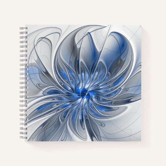 Carnet Aquarelle gris bleu Abstrait Fractal Art Flower (Devant)