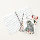 Carnet Aquarelle Gris Chat Floral Citation & Monogramme (Intérieur)