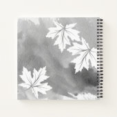 Carnet Aquarelle gris moderne et feuilles d'érable blanc (Dos)