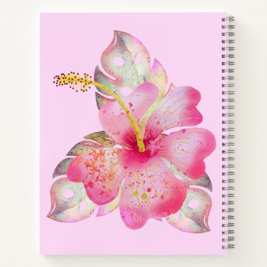 Carnet Aquarelle Hibiscus Fleur Monogramme (Dos)