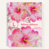 Carnet Aquarelle Hibiscus Fleur Monogramme (Devant)