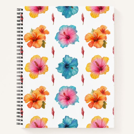 Carnet Aquarelle Hibiscus Motif sans couture (Devant)