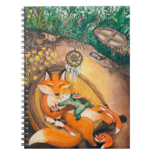 Carnet aquarelle illustration d'un renard de chevreau sur