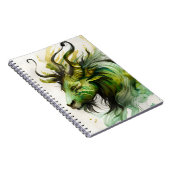 Carnet Aquarelle Imaginaire Qilin en vert et or (Côté Droit)