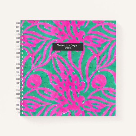 Carnet Aquarelle inspirée rose Aqua Damask Floral (Devant)