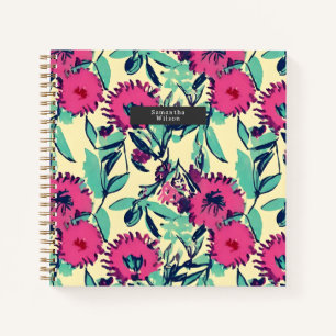 Carnet Aquarelle inspirée rose + vert Botanique Floral
