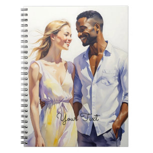 Carnet Aquarelle Interracial Couple Art Summer Portrait