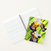 Carnet Aquarelle iris fleuri vert pourpre (Intérieur)