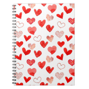 Carnet Aquarelle isolée illustrée rouge coeur d'amour pa