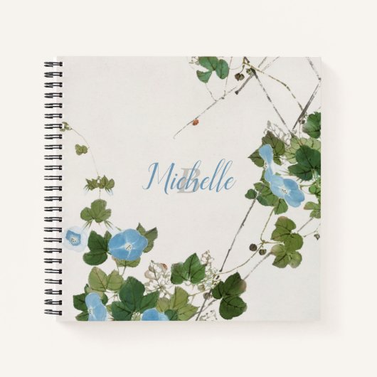 Carnet Aquarelle japonaise Fleur Bleue Botanique (Devant)