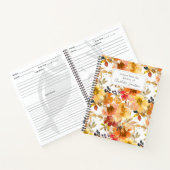 Carnet Aquarelle jaune élégant Floral Custom Recette  (Intérieur)