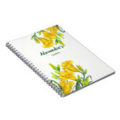 Carnet Aquarelle Jaune Lys Floral Illustration (Côté Droit)
