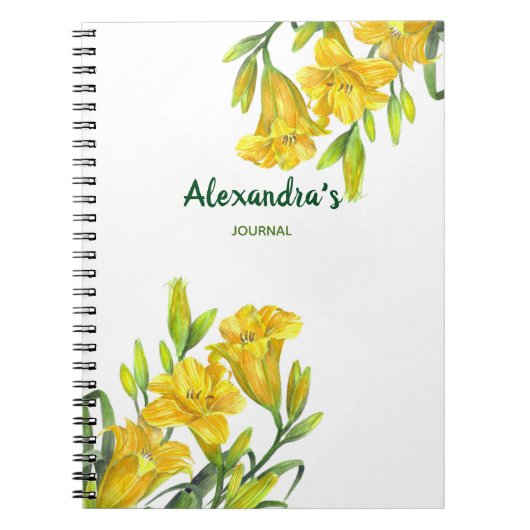 Carnet Aquarelle Jaune Lys Floral Illustration (Devant)