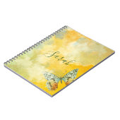 Carnet Aquarelle jaune Monogramme Nom Tie Dye Papillon (Côté gauche)
