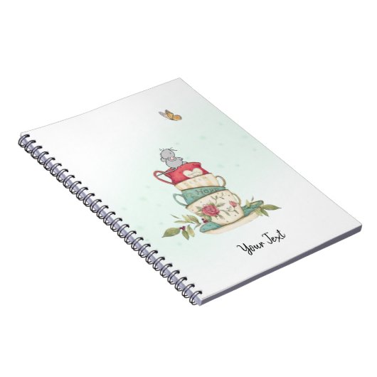 Carnet Aquarelle jolie souris personnalisée Vert (Côté Droit)