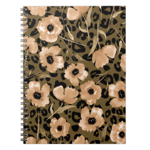 Carnet Aquarelle léopard floral : Motif sans fin