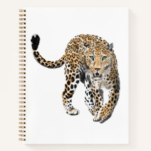 Carnet aquarelle léopard jungle chat animal peint vert