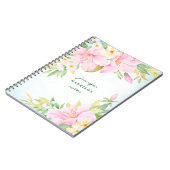 Carnet Aquarelle Lily Bouquet rose Turquoise Floral (Côté gauche)