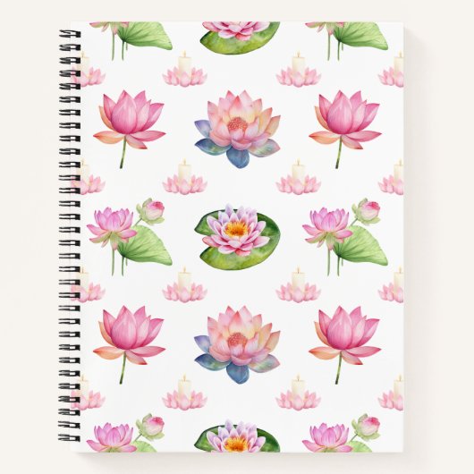 Carnet Aquarelle Lotus Motif sans couture (Devant)